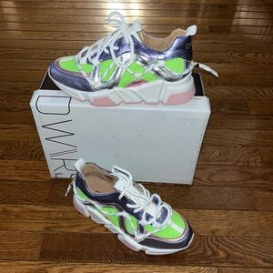 DWRS Label Chicago Leather Sneakers Neon Green & Purple Women’s Size EU 36